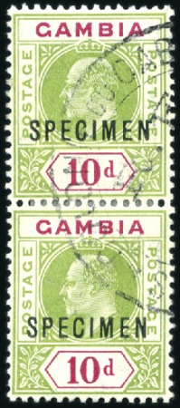 Stamp of Gambia 1921-22 1d to 3s, less 5d and 6d, with the 1d, 1 1