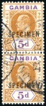 Stamp of Gambia 1921-22 1d to 3s, less 5d and 6d, with the 1d, 1 1