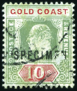 Stamp of Gold Coast 1907-13 1s, 2s, 2s6d, 5s and prepared for use but