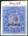 Stamp of Kenya, Uganda and Tanganyika » Kenya, Uganda and Tanganyika 1912-21 1c to 20r and 100r, each overprinted "SPEC