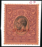 Stamp of Kenya, Uganda and Tanganyika » Kenya, Uganda and Tanganyika 1912-21 1c to 20r and 100r, each overprinted "SPEC