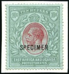 Stamp of Kenya, Uganda and Tanganyika » Kenya, Uganda and Tanganyika 1912-21 1c to 20r and 100r, each overprinted "SPEC