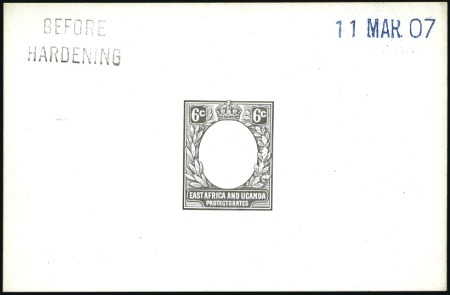 Stamp of Kenya, Uganda and Tanganyika » Kenya, Uganda and Tanganyika 1907-08 6c De La Rue die proof in black on glazed