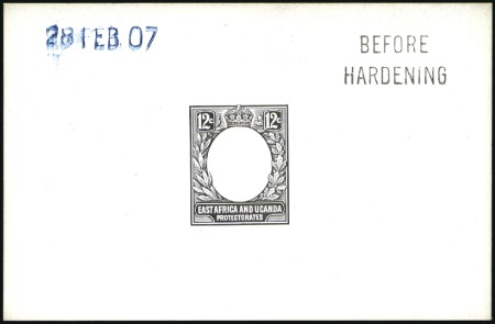 Stamp of Kenya, Uganda and Tanganyika » Kenya, Uganda and Tanganyika 1907-08 12c De La Rue die proof in black on glazed