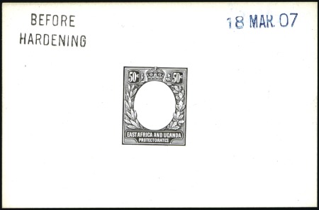 Stamp of Kenya, Uganda and Tanganyika » Kenya, Uganda and Tanganyika 1907-08 50c De La Rue die proof in black on glazed