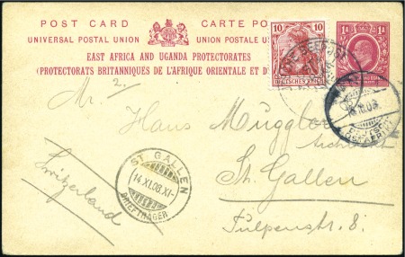 Stamp of Kenya, Uganda and Tanganyika » Kenya, Uganda and Tanganyika 1908 (18 Oct) 1a carmine postcard, additionally be