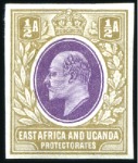 Stamp of Kenya, Uganda and Tanganyika » Kenya, Uganda and Tanganyika 1903-04 1/2a imperf. colour trials (3) with heads 