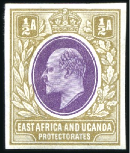 Stamp of Kenya, Uganda and Tanganyika » Kenya, Uganda and Tanganyika 1903-04 1/2a imperf. colour trials (3) with heads