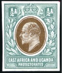 Stamp of Kenya, Uganda and Tanganyika » Kenya, Uganda and Tanganyika 1903-04 1/2a imperf. colour trials (3) with heads 