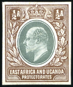 Stamp of Kenya, Uganda and Tanganyika » Kenya, Uganda and Tanganyika 1903-04 1/2a imperf. colour trials (2) with heads