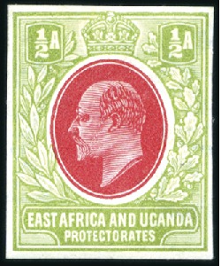 Stamp of Kenya, Uganda and Tanganyika » Kenya, Uganda and Tanganyika 1903-04 1/2a imperf. colour trial in scarlet and s