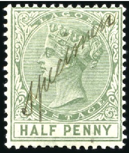 Stamp of Nigerias » Lagos 1884-86 1/2d dull green with manuscript "Specimen"