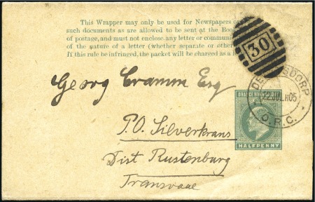 Stamp of South Africa » Orange Free State POSTAL STATIONERY: 1905 (Jul 22) Wrapper to Silver