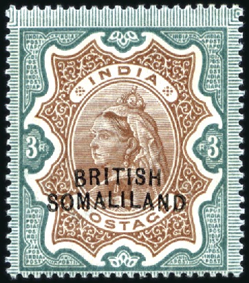 Stamp of Somaliland Protectorate 1903 (Ovpt at bottom) 3r brown and green, variety