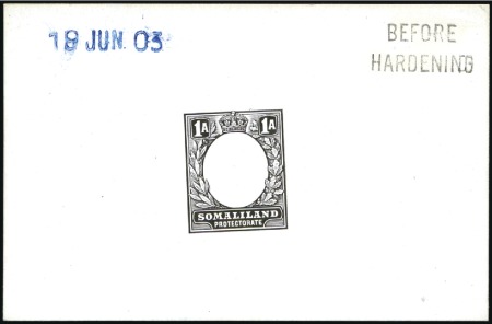 Stamp of Somaliland Protectorate 1904 1a Frame die proof in black on glazed card (9
