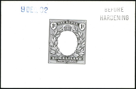 Stamp of Somaliland Protectorate 1904 1r frame die proof in black on glazed card (9