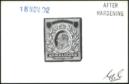 Stamp of Somaliland Protectorate 1904 Rupee values master die proof with uncleared