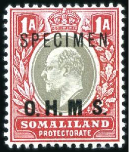 Stamp of Somaliland Protectorate OFFICIALS: 1903 1a grey-black and carmine, variety