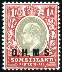 Stamp of Somaliland Protectorate OFFICIALS: 1903 1a grey-black and carmine, variety