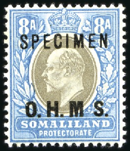 Stamp of Somaliland Protectorate OFFICIALS: 1903 8a grey-black and pale blue with v