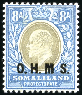 Stamp of Somaliland Protectorate OFFICIALS: 1903 8a grey-black and pale blue with v