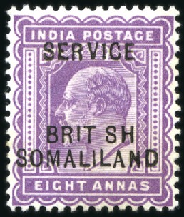 Stamp of Somaliland Protectorate OFFICIALS: 1903 8a purple, variety "BRIT SH", mint