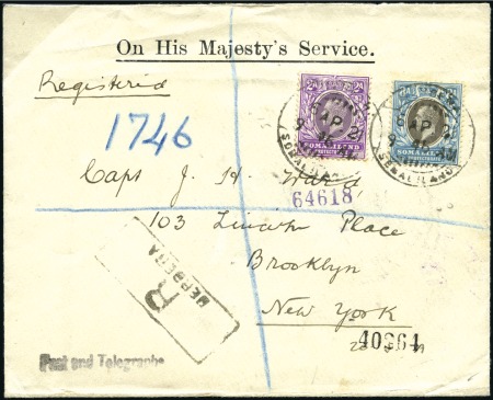 Stamp of Somaliland Protectorate 1921 OHMS envelope registered from the Posts and T