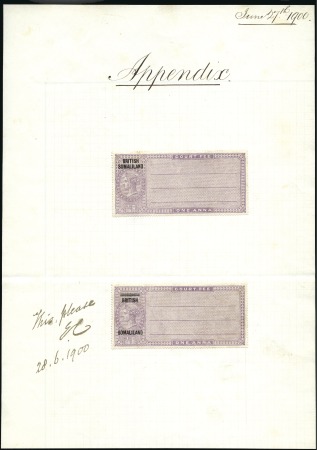 Stamp of Somaliland Protectorate REVENUES: Court Fee 1a (2) with differing styles o