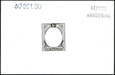 Stamp of Nigerias » Southern Nigeria 1901-02 1s frame die proof in black on glazed card