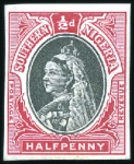 Stamp of Nigerias » Southern Nigeria 1901-02 1/2d imperf. colour trials (3) with vignet