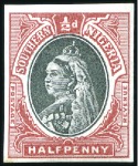 Stamp of Nigerias » Southern Nigeria 1901-02 1/2d imperf. colour trials (3) with vignet