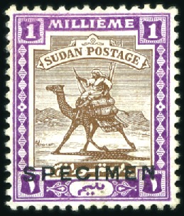Stamp of Sudan 1922ca. 1m perforated printer’s samples (2), compr