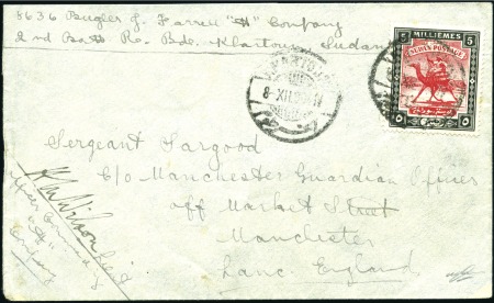 Stamp of Sudan 1903 (Dec 8) soldier’s envelope from "8636 Bugler