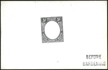 Stamp of Tanganyika 1927-31 5c die proof in black on glazed card (92x6
