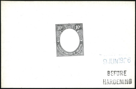 Stamp of Tanganyika 1927-31 10c die proof in black on glazed card (92x