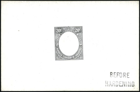 Stamp of Tanganyika 1927-31 20c die proof in black on glazed card (92x