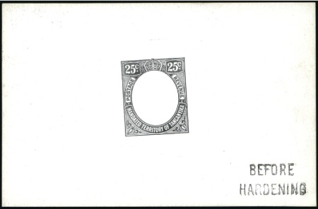 Stamp of Tanganyika 1927-31 25c die proof in black on glazed card (92x