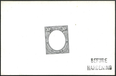 Stamp of Tanganyika 1927-31 30c die proof in black on glazed card (92x