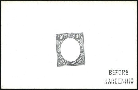 Stamp of Tanganyika 1927-31 40c die proof in black on glazed card (92x