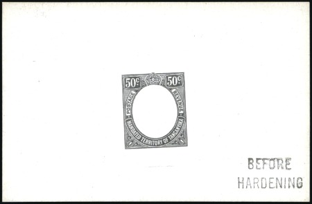 Stamp of Tanganyika 1927-31 50c die proof in black on glazed card (92x