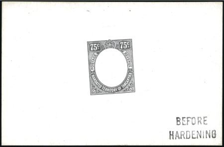 Stamp of Tanganyika 1927-31 75c die proof in black on glazed card (92x