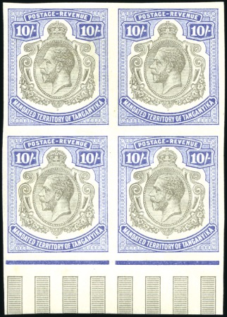 Stamp of Tanganyika 1927-31 10s grey-black and blue imperf. plate proo
