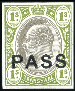 Stamp of South Africa » Transvaal PASS: 1902 KEVII 1s greyish brown and yellow-olive