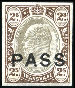 Stamp of South Africa » Transvaal PASS: 1902 KEVII 2s greyish-brown and brown ‘Posta