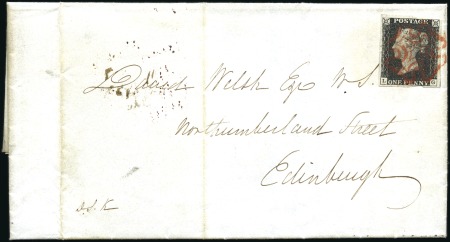Stamp of Great Britain » 1840 1d Black and 1d Red plates 1a to 11 1840 1d Black pl.4 LG, touched to good margins tie