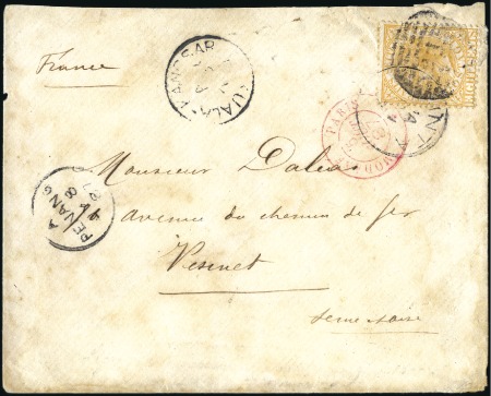 Stamp of Malaysia » Malaysian States » Perak 1887 Envelope from Batu Gajah franked by Straits S