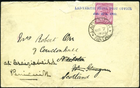 Stamp of South Africa » Anglo Boer War LADYSMITH: 1900 "Siege of Ladysmith" cover franked
