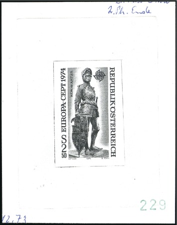 Stamp of Austria » 2nd. Republic 1974 Europa 2.50s single die proofs in black, show