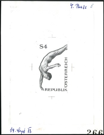 Stamp of Austria » 2nd. Republic 1974 Swimming Championships 4s single die proofs i