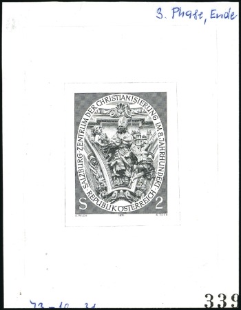 Stamp of Austria » 2nd. Republic 1974 Salzburg Cathedral 2s single die proofs in bl